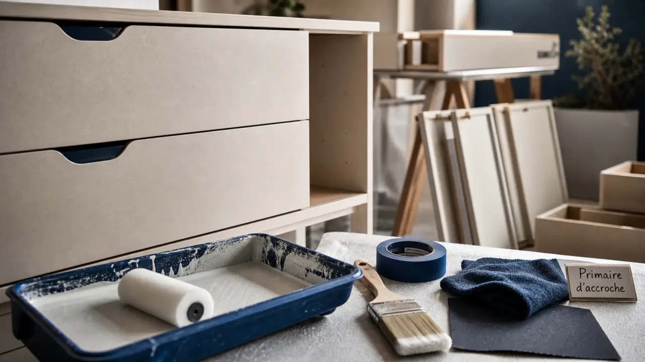 Repeindre meuble IKEA : ponçage fin, primaire et finition lisse
