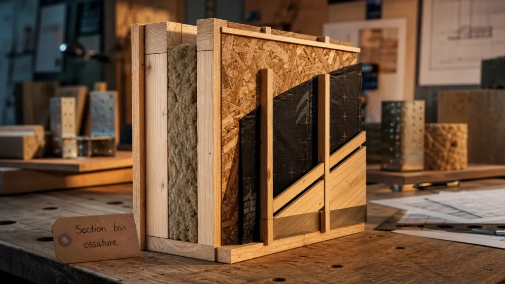 Section bois ossature : coupe mur ossature bois et dimensions