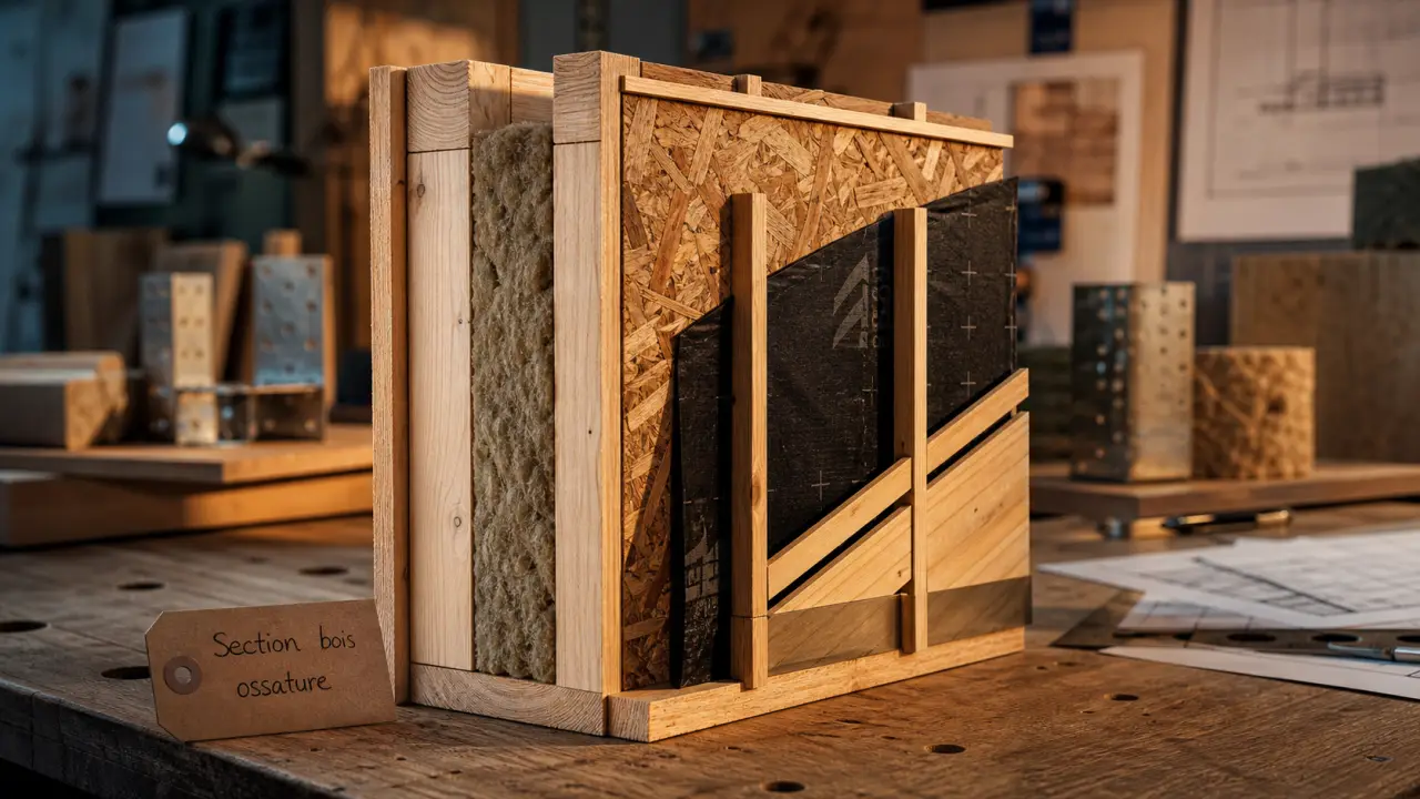Section bois ossature : coupe mur ossature bois et dimensions