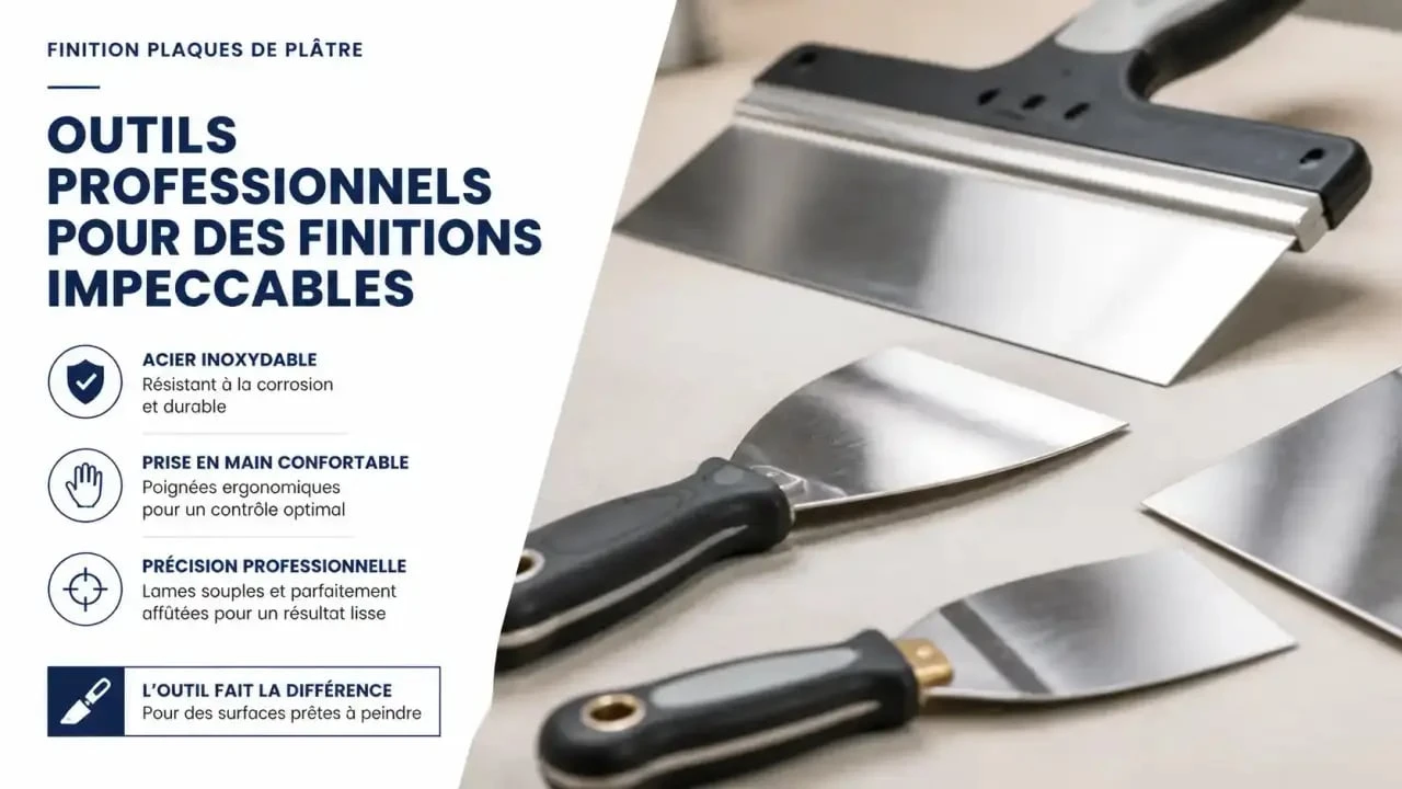 Outils de finition pour plaquiste, lames à lisser et couteaux à enduire professionnels