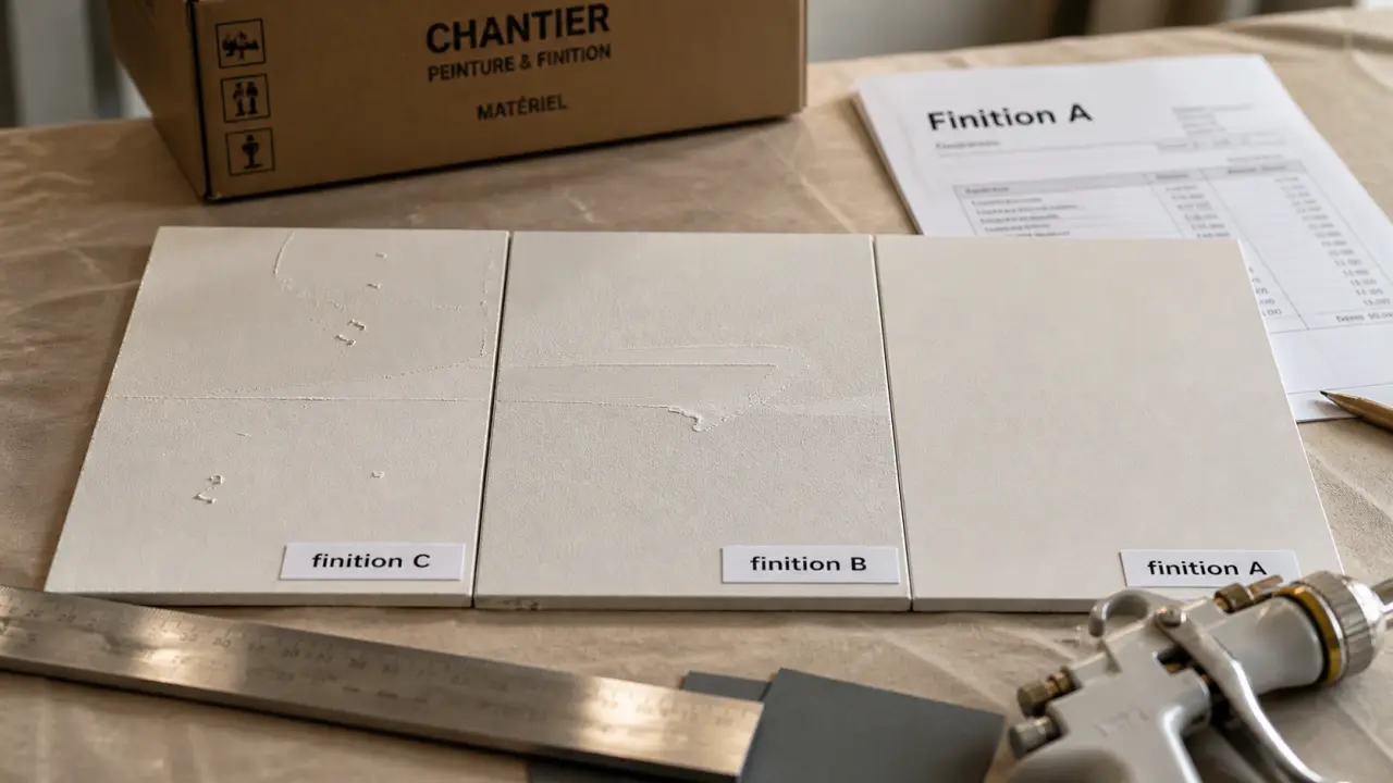 Finition a peinture A B C : échantillons de murs et rendu