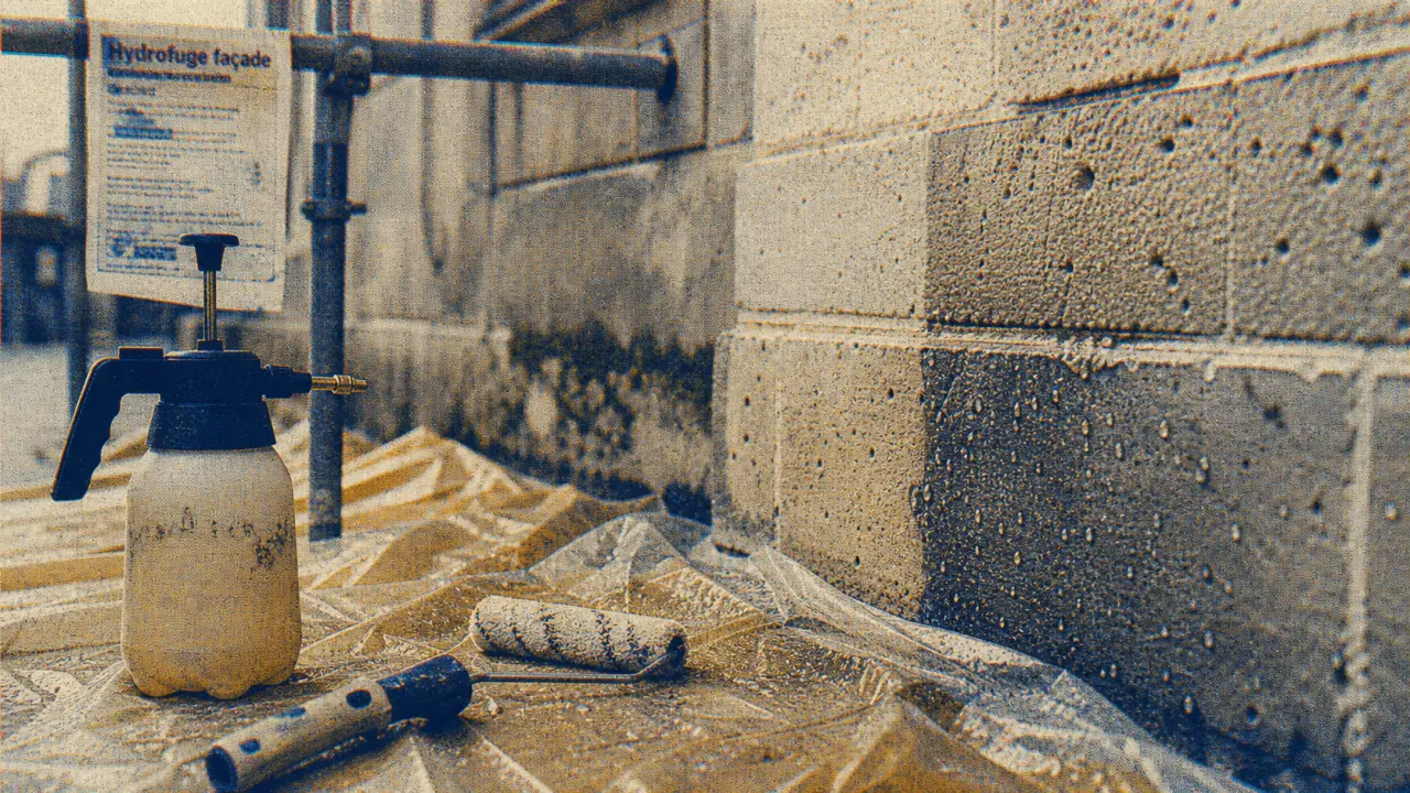 Hydrofuger un mur exterieur : eau perle sur façade en pierre poreuse