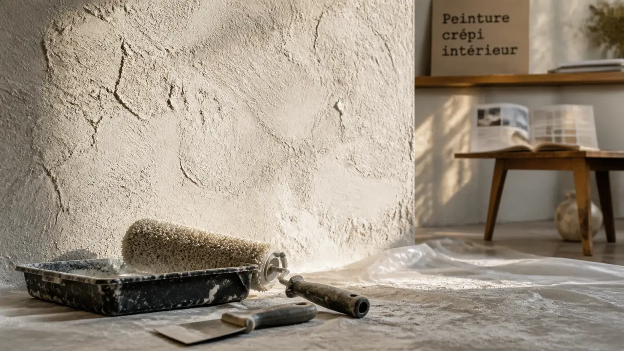 Peinture pour crepis interieur sur mur en crépi intérieur, sous-couche et adhérence visibles