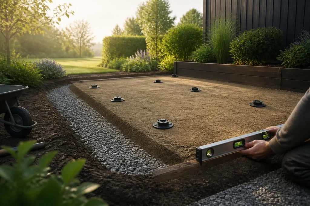 Préparer son jardin avant la pose d’une terrasse en bois : pente, support et erreurs à éviter