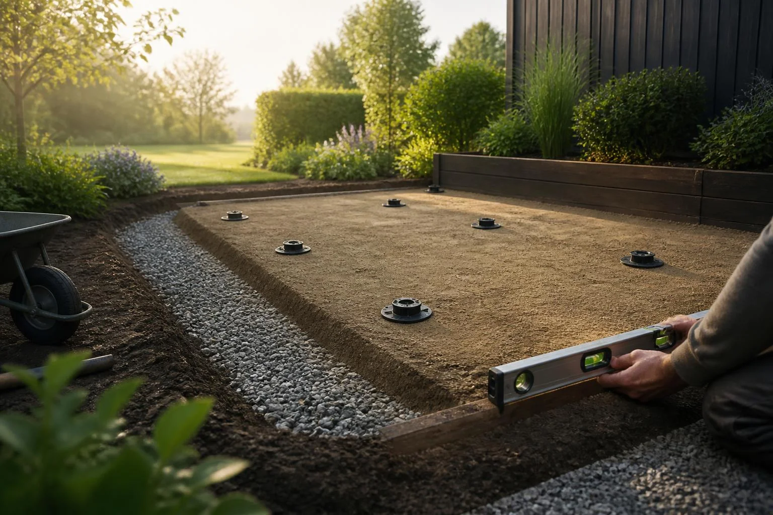 Préparer son jardin pour une terrasse en bois : pente