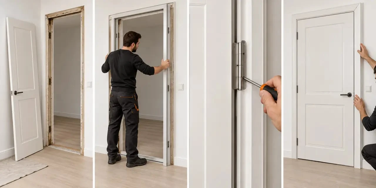 Porte interieur renovation : étapes de pose sur un dormant existant