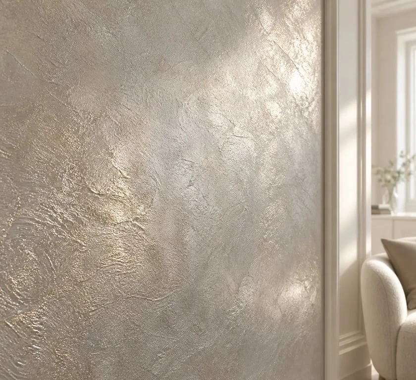 Mur avec peinture effet métallisé sophistiqué et lumineux