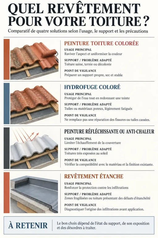Peinture pour toiture : comparaison des revêtements coloré, hydrofuge, réfléchissant et étanche