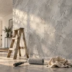 Peinture effet béton ciré, rendu moderne sur mur intérieur