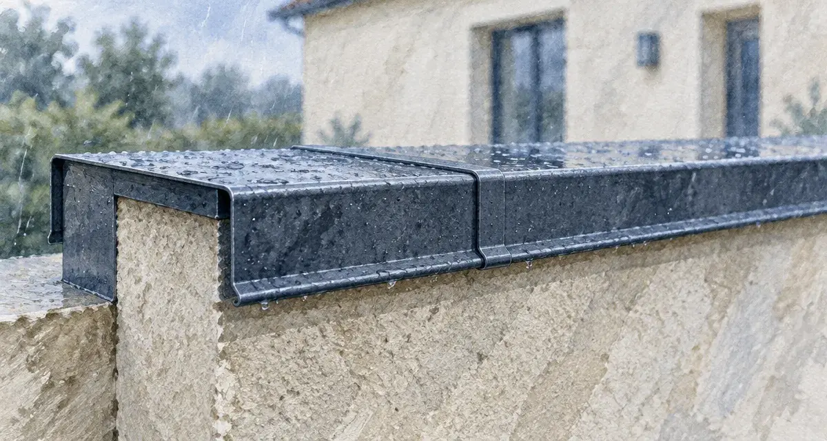 Couvertine mur en aluminium gris anthracite sur muret béton