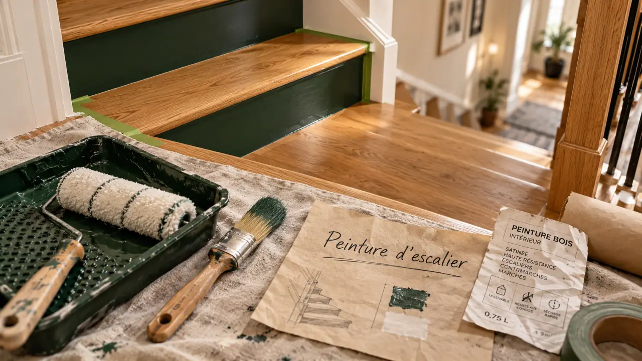 Peinture pour escalier en bois : finition satinée résistante