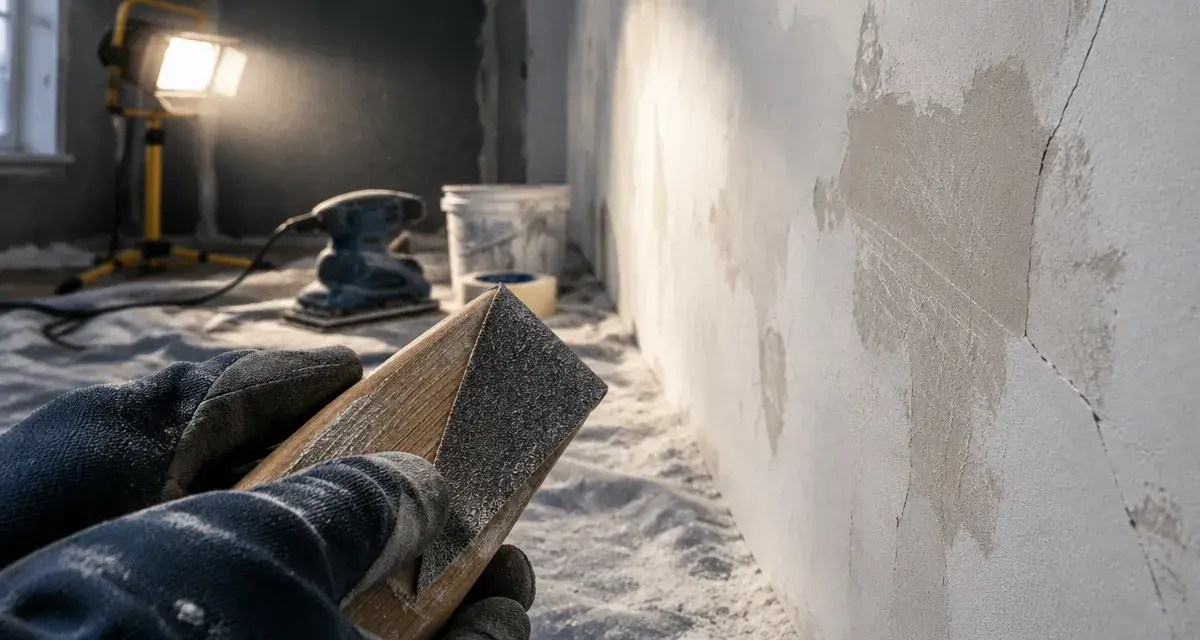 Poncer peinture mur : cale à poncer et enduit, grain adapté