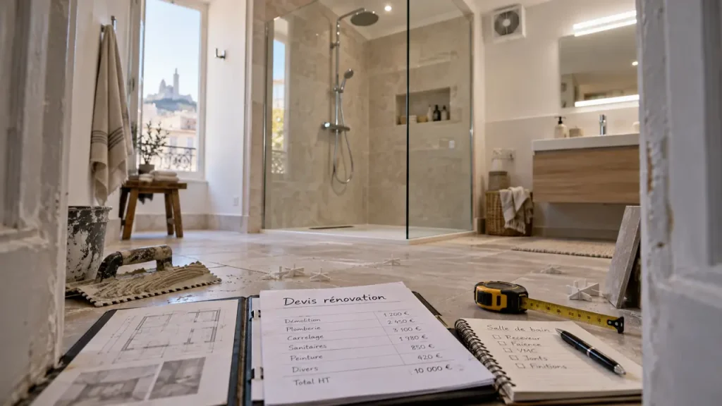 Rénovation salle de bain marseille : dossier de devis sur carrelage