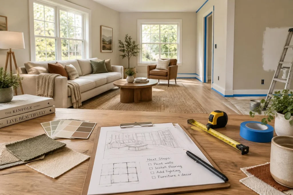 Rénovation salon 2024 : l’ordre des travaux qui réussit